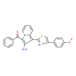 ChemSpider 2D Image | {2-Amino-1-[4-(4-methoxyphenyl)-1,3-thiazol-2-yl]-3-indolizinyl}(phenyl)methanone | C25H19N3O2S