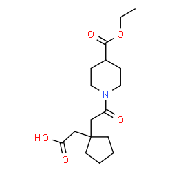 ChemSpider 2D Image | (1-{2-[4-(Ethoxycarbonyl)-1-piperidinyl]-2-oxoethyl}cyclopentyl)acetic acid | C17H27NO5