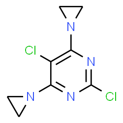 ChemSpider 2D Image | 4,6-Bis(1-aziridinyl)-2,5-dichloropyrimidine | C8H8Cl2N4