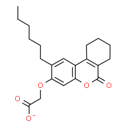 ChemSpider 2D Image | [(2-Hexyl-6-oxo-7,8,9,10-tetrahydro-6H-benzo[c]chromen-3-yl)oxy]acetate | C21H25O5