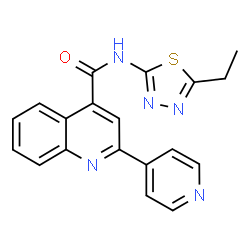ChemSpider 2D Image | N-(5-Ethyl-1,3,4-thiadiazol-2-yl)-2-(4-pyridinyl)-4-quinolinecarboxamide | C19H15N5OS