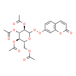 ChemSpider 2D Image | (2R,3R,4S,5R)-2-(Acetoxymethyl)-6-[(2-oxo-2H-chromen-7-yl)peroxy]tetrahydro-2H-pyran-3,4,5-triyl triacetate | C23H24O13