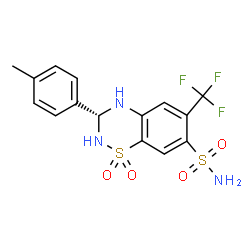 ChemSpider 2D Image | (3R)-3-(4-Methylphenyl)-6-(trifluoromethyl)-3,4-dihydro-2H-1,2,4-benzothiadiazine-7-sulfonamide 1,1-dioxide | C15H14F3N3O4S2