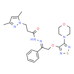ChemSpider 2D Image | 3-(3,5-Dimethyl-1H-pyrazol-1-yl)-N'-[(1E)-2-{[4-(4-morpholinyl)-1,2,5-thiadiazol-3-yl]oxy}-1-phenylethylidene]propanehydrazide | C22H27N7O3S