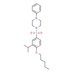 ChemSpider 2D Image | 1-{[3-Isopropyl-4-(pentyloxy)phenyl]sulfonyl}-4-phenylpiperazine | C24H34N2O3S