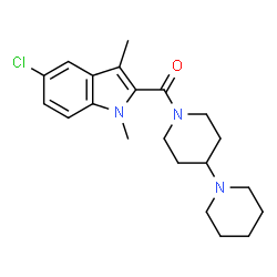 ChemSpider 2D Image | 1,4'-Bipiperidin-1'-yl(5-chloro-1,3-dimethyl-1H-indol-2-yl)methanone | C21H28ClN3O