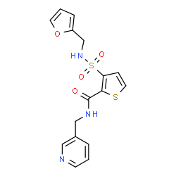 ChemSpider 2D Image | 3-[(2-Furylmethyl)sulfamoyl]-N-(3-pyridinylmethyl)-2-thiophenecarboxamide | C16H15N3O4S2