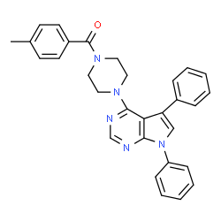 ChemSpider 2D Image | [4-(5,7-Diphenyl-7H-pyrrolo[2,3-d]pyrimidin-4-yl)-1-piperazinyl](4-methylphenyl)methanone | C30H27N5O