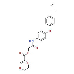 ChemSpider 2D Image | 2-({4-[4-(2-Methyl-2-butanyl)phenoxy]phenyl}amino)-2-oxoethyl 5,6-dihydro-1,4-dioxine-2-carboxylate | C24H27NO6