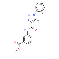 ChemSpider 2D Image | Ethyl 3-({[1-(2-fluorophenyl)-5-methyl-1H-1,2,3-triazol-4-yl]carbonyl}amino)benzoate | C19H17FN4O3