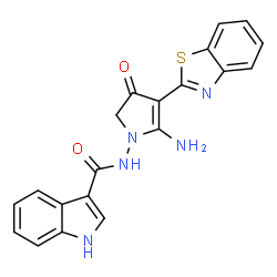 ChemSpider 2D Image | N-[5-amino-4-(1,3-benzothiazol-2-yl)-3-oxo-2H-pyrrol-1-yl]-1H-indole-3-carboxamide | C20H15N5O2S