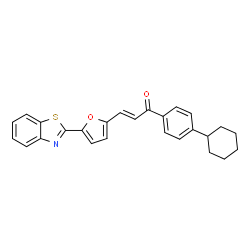 ChemSpider 2D Image | (2E)-3-[5-(1,3-Benzothiazol-2-yl)-2-furyl]-1-(4-cyclohexylphenyl)-2-propen-1-one | C26H23NO2S