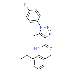 ChemSpider 2D Image | N-(2-Ethyl-6-methylphenyl)-1-(4-fluorophenyl)-5-methyl-1H-1,2,3-triazole-4-carboxamide | C19H19FN4O