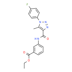 ChemSpider 2D Image | Ethyl 3-({[1-(4-fluorophenyl)-5-methyl-1H-1,2,3-triazol-4-yl]carbonyl}amino)benzoate | C19H17FN4O3