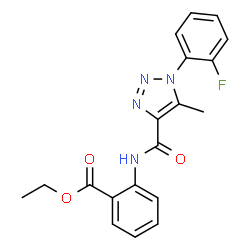 ChemSpider 2D Image | Ethyl 2-({[1-(2-fluorophenyl)-5-methyl-1H-1,2,3-triazol-4-yl]carbonyl}amino)benzoate | C19H17FN4O3