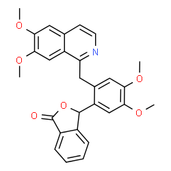 ChemSpider 2D Image | 3-{2-[(6,7-Dimethoxy-1-isoquinolinyl)methyl]-4,5-dimethoxyphenyl}-2-benzofuran-1(3H)-one | C28H25NO6