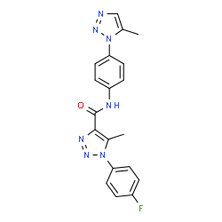 ChemSpider 2D Image | 1-(4-Fluorophenyl)-5-methyl-N-[4-(5-methyl-1H-1,2,3-triazol-1-yl)phenyl]-1H-1,2,3-triazole-4-carboxamide | C19H16FN7O