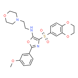 ChemSpider 2D Image | 4-(2,3-Dihydro-1,4-benzodioxin-6-ylsulfonyl)-2-(3-methoxyphenyl)-N-[2-(4-morpholinyl)ethyl]-1,3-oxazol-5-amine | C24H27N3O7S