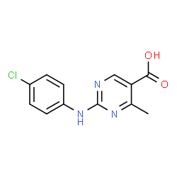 ChemSpider 2D Image | 2-[(4-Chlorophenyl)amino]-4-methyl-5-pyrimidinecarboxylic acid | C12H10ClN3O2