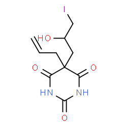 ChemSpider 2D Image | 5-Allyl-5-(2-hydroxy-3-iodopropyl)-2,4,6(1H,3H,5H)-pyrimidinetrione | C10H13IN2O4