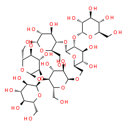 ChemSpider 2D Image | (1S,3R,4R,5S,6S,7R,10S,12R,13S,15R,16R,17S,18S,19R,22S,24R,25R,26R,28R,29R)-12,24-Bis(hydroxymethyl)-4,16-bis{[(2R,3R,4S,5S,6R)-3,4,5-trihydroxy-6-(hydroxymethyl)tetrahydro-2H-pyran-2-yl]oxy}-2,9,11,1
4,21,23,27,30-octaoxapentacyclo[20.2.2.2~10,13~.1~3,7~.1~15,19~]triacontane-5,6,17,18,25,26,28,29-octol | C36H60O30