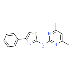 ChemSpider 2D Image | 4,6-Dimethyl-N-(4-phenyl-1,3-thiazol-2-yl)-2-pyrimidinamine | C15H14N4S