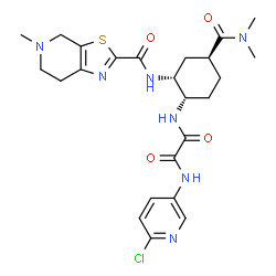 ChemSpider 2D Image | N-(6-Chloro-3-pyridinyl)-N'-[(1S,2R,4S)-4-(dimethylcarbamoyl)-2-{[(5-methyl-4,5,6,7-tetrahydro[1,3]thiazolo[5,4-c]pyridin-2-yl)carbonyl]amino}cyclohexyl]ethanediamide | C24H30ClN7O4S