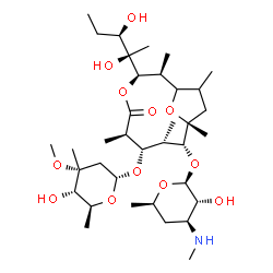 ChemSpider 2D Image | (2S,3R,6R,7S,8S,9R,10R)-3-[(2R,3R)-2,3-Dihydroxy-2-pentanyl]-7-{[(2R,4R,5S,6S)-5-hydroxy-4-methoxy-4,6-dimethyltetrahydro-2H-pyran-2-yl]oxy}-9-{[(2S,3R,4S,6R)-3-hydroxy-6-methyl-4-(methylamino)tetrahy
dro-2H-pyran-2-yl]oxy}-2,6,8,10,12-pentamethyl-4,13-dioxabicyclo[8.2.1]tridecan-5-one | C36H65NO12