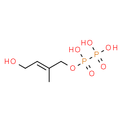 ChemSpider 2D Image | (2E)-3-Methyl-4-[(1,2,2-trihydroxy-1,2-dioxido-1lambda~5~,2lambda~5~-diphosphan-1-yl)oxy]-2-buten-1-ol | C5H12O7P2