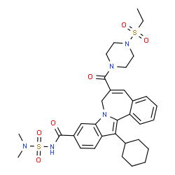 ChemSpider 2D Image | 13-Cyclohexyl-N-(dimethylsulfamoyl)-6-{[4-(ethylsulfonyl)-1-piperazinyl]carbonyl}-7H-indolo[2,1-a][2]benzazepine-10-carboxamide | C33H41N5O6S2