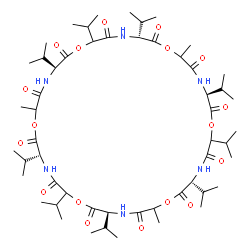 ChemSpider 2D Image | (3R,9S,15R,21S,27R,33S)-3,6,9,15,18,21,27,30,33-Nonaisopropyl-12,24,36-trimethyl-1,7,13,19,25,31-hexaoxa-4,10,16,22,28,34-hexaazacyclohexatriacontane-2,5,8,11,14,17,20,23,26,29,32,35-dodecone | C54H90N6O18