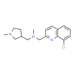 ChemSpider 2D Image | 1-(8-Chloro-2-quinolinyl)-N-methyl-N-[(1-methyl-3-pyrrolidinyl)methyl]methanamine | C17H22ClN3