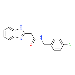 ChemSpider 2D Image | 2-(1H-Benzimidazol-2-yl)-N-(4-chlorobenzyl)acetamide | C16H14ClN3O