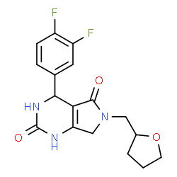 ChemSpider 2D Image | 4-(3,4-Difluorophenyl)-6-(tetrahydro-2-furanylmethyl)-3,4,6,7-tetrahydro-1H-pyrrolo[3,4-d]pyrimidine-2,5-dione | C17H17F2N3O3