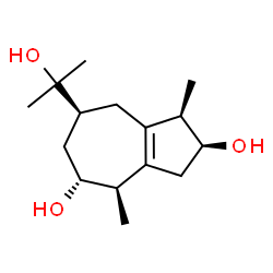 ChemSpider 2D Image | (1R,2S,4R,5R,7S)-7-(2-Hydroxy-2-propanyl)-1,4-dimethyl-1,2,3,4,5,6,7,8-octahydro-2,5-azulenediol | C15H26O3