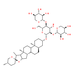 ChemSpider 2D Image | (3beta,5beta,8xi,9xi,16xi,17xi,20xi,25S)-Spirostan-3-yl beta-D-xylopyranosyl-(1->2)-[beta-D-xylopyranosyl-(1->4)]-beta-D-glucopyranoside | C43H70O16