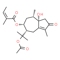 ChemSpider 2D Image | (5S,6R,8S,8aS)-5-(2-Acetoxy-2-propanyl)-8a-hydroxy-3,8-dimethyl-2-oxo-1,2,4,5,6,7,8,8a-octahydro-6-azulenyl (2Z)-2-methyl-2-butenoate | C22H32O6