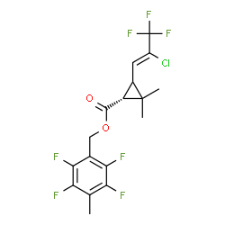 ChemSpider 2D Image | 2,3,5,6-Tetrafluoro-4-methylbenzyl (1R)-3-[(1Z)-2-chloro-3,3,3-trifluoro-1-propen-1-yl]-2,2-dimethylcyclopropanecarboxylate | C17H14ClF7O2