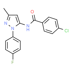 ChemSpider 2D Image | 4-Chloro-N-[1-(4-fluorophenyl)-3-methyl-1H-pyrazol-5-yl]benzamide | C17H13ClFN3O