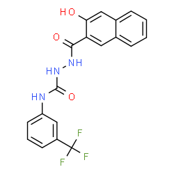 ChemSpider 2D Image | 2-(3-Hydroxy-2-naphthoyl)-N-[3-(trifluoromethyl)phenyl]hydrazinecarboxamide | C19H14F3N3O3