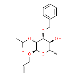 ChemSpider 2D Image | Allyl 2-O-acetyl-3-O-benzyl-6-deoxy-alpha-L-mannopyranoside | C18H24O6