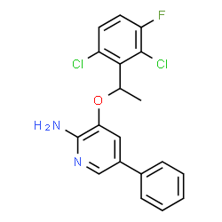 ChemSpider 2D Image | 3-[1-(2,6-Dichloro-3-fluorophenyl)ethoxy]-5-phenyl-2-pyridinamine | C19H15Cl2FN2O