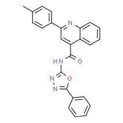 ChemSpider 2D Image | 2-(4-Methylphenyl)-N-(5-phenyl-1,3,4-oxadiazol-2-yl)-4-quinolinecarboxamide | C25H18N4O2
