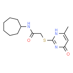 ChemSpider 2D Image | acetamide, N-cycloheptyl-2-[(1,6-dihydro-4-methyl-6-oxo-2-pyrimidinyl)thio]- | C14H21N3O2S