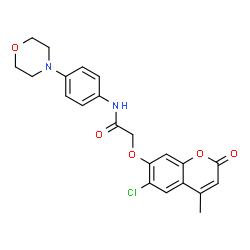 ChemSpider 2D Image | 2-[(6-Chloro-4-methyl-2-oxo-2H-chromen-7-yl)oxy]-N-[4-(4-morpholinyl)phenyl]acetamide | C22H21ClN2O5
