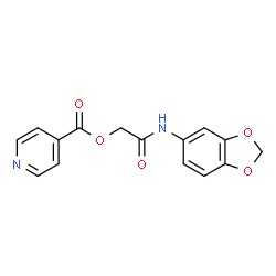 ChemSpider 2D Image | 2-(1,3-Benzodioxol-5-ylamino)-2-oxoethyl isonicotinate | C15H12N2O5