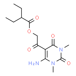 ChemSpider 2D Image | 2-(6-Amino-1,3-dimethyl-2,4-dioxo-1,2,3,4-tetrahydro-5-pyrimidinyl)-2-oxoethyl 2-ethylbutanoate | C14H21N3O5
