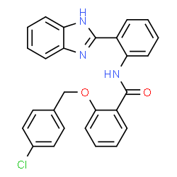 ChemSpider 2D Image | N-[2-(1H-Benzimidazol-2-yl)phenyl]-2-[(4-chlorobenzyl)oxy]benzamide | C27H20ClN3O2