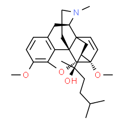 ChemSpider 2D Image | (2R)-2-[(5alpha,18R)-3,6-Dimethoxy-17-methyl-7,8-didehydro-18,19-dihydro-4,5-epoxy-6,14-ethenomorphinan-18-yl]-5-methyl-2-hexanol | C28H39NO4