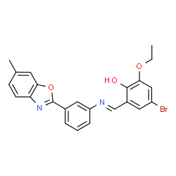 ChemSpider 2D Image | 4-Bromo-2-ethoxy-6-{[3-(6-methyl-benzooxazol-2-yl)-phenylimino]-methyl}-phenol | C23H19BrN2O3
